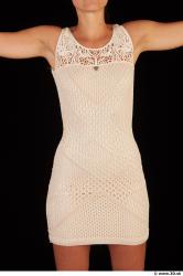 Upper body white dress of Little Caprice